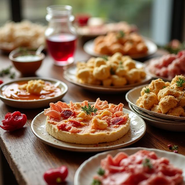 Elegancko przygotowany stół cateringowy z polskimi przystawkami